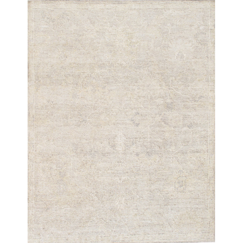 Tapis beige en laine noué à la main Oushak