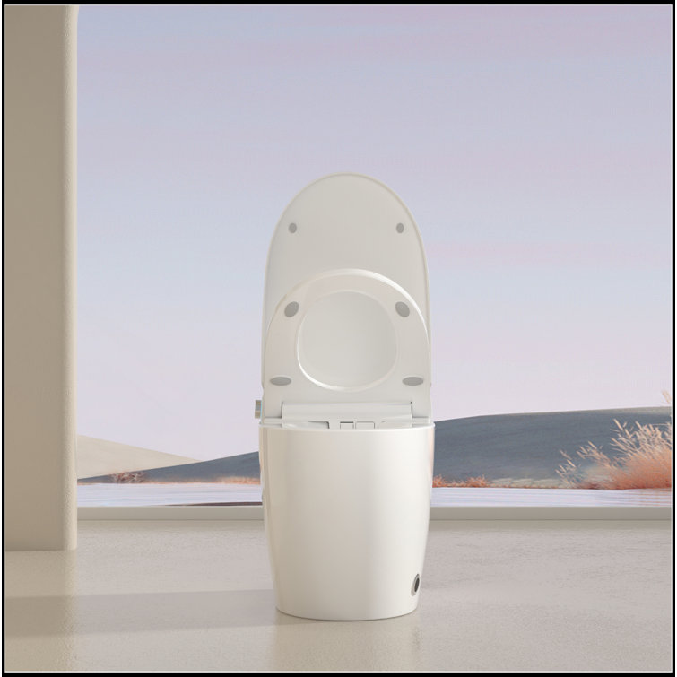 Smart Toilet With Voice Control And Bubble Shield,Heated Bidet Seat, Portable Toilet With Bidet Built In AUTO Open&Close, Bidet Toilet With Dryer And Warm Water,Tankless Toilet In 1.28GPF,Gray Screen