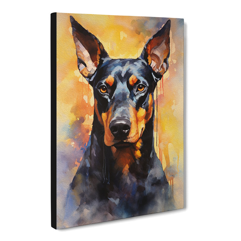 Doberman Contemporary - Print on Canvas, 50cm H x 35cm W x 3cm D