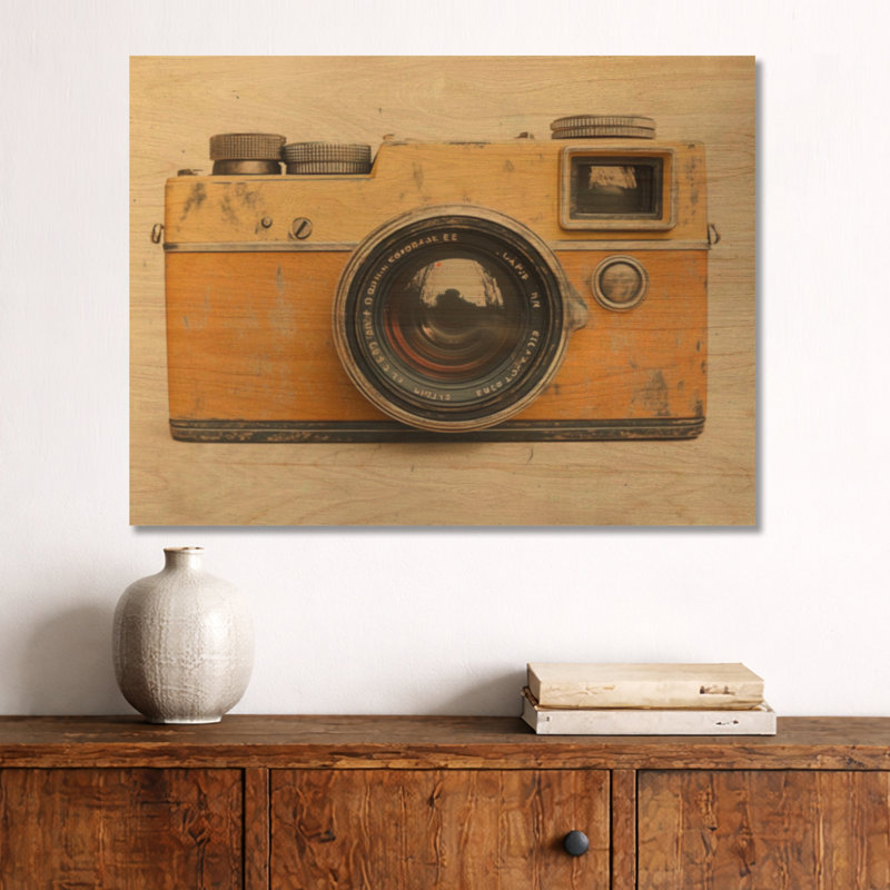 Polaroid des années 70 - Tableau rond rétro en bois, Rond 36 po, Rond