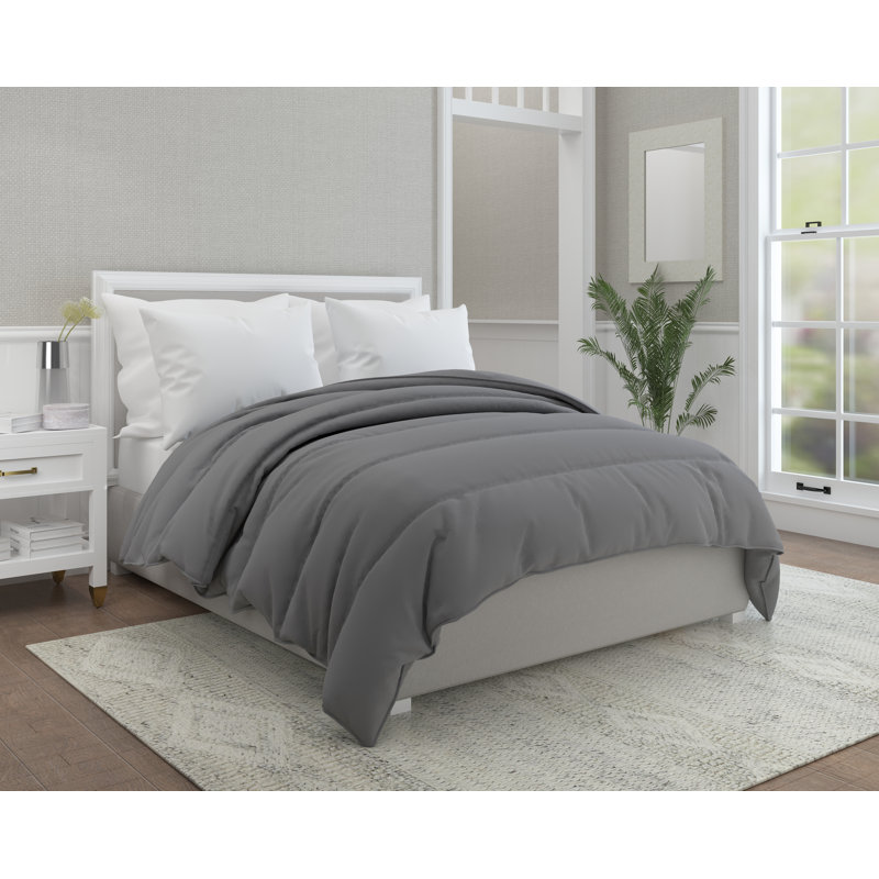 300tc Cotton Sateen Down Alternative Comforter, Queen Comforter, Gray