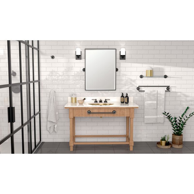 Designer II Wall Mounted Framed Oval Bathroom Vanity Mirror | Pivoting and Beveled Mirror, 27.5" H x 24.5" W, Matte Black