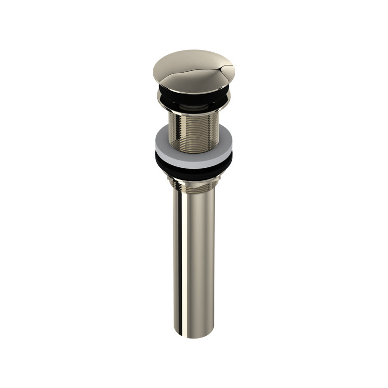 Push Drain Without Overflow, Polished Nickel