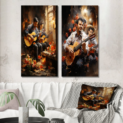 Mexican Signer Mariachi Serenade - Music Canvas Art Print Set Of 2