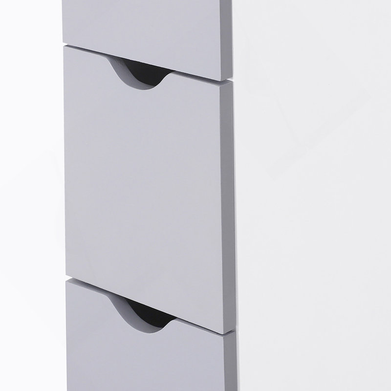 Armoire de rangement pour salle de bain de 54 po de hauteur, tour à linge autoportante avec tablette à 2 niveaux et tiroirs, organisateur de plancher étroit, blanc