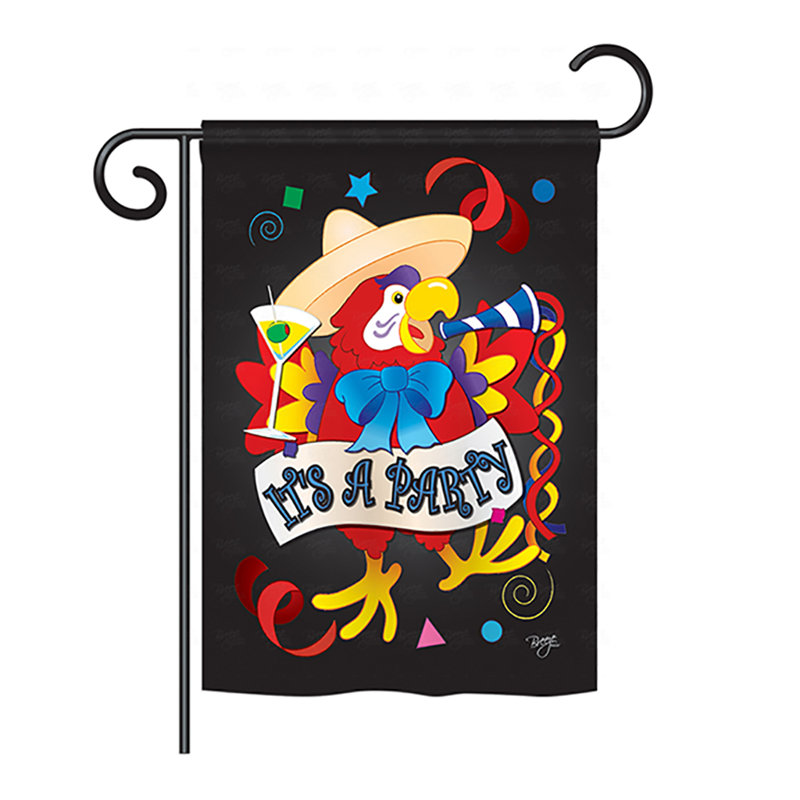 Drapeau maison en polyester à 2 côtés party perroquet, H 18,5 po x l 13 po