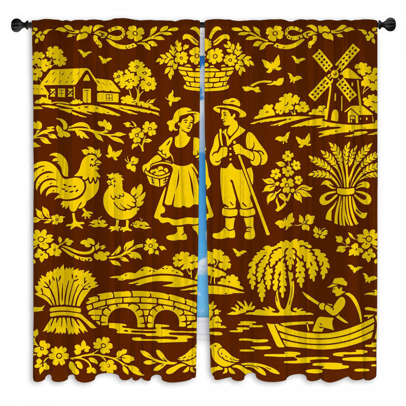 2 panneaux de rideau obscurcissant Folk Art, 112in x 76in - 2 panels, Sheer