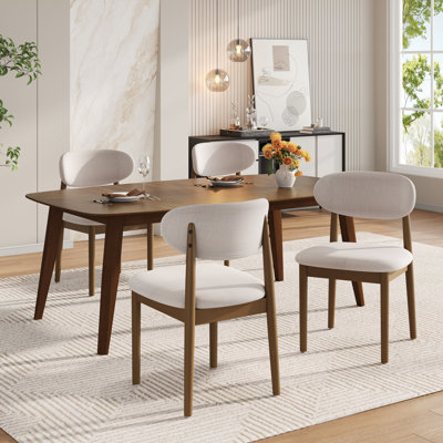 Nero Modern Solid Wood Side Chairs With Curved Backrest And Upholstered Seat