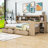 Wood Daybed with Storage Shelves,2 Storage Drawers and Study Desk-1874801092-1874801093