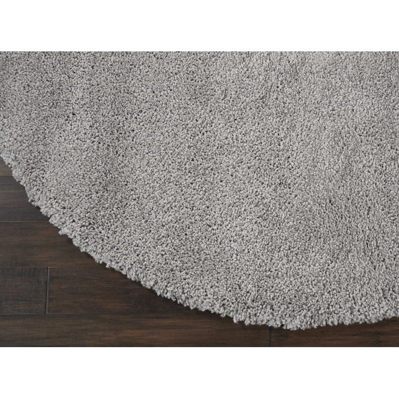 Tapis argenté à longs poils Sunny, Rond 6 pi 7 po