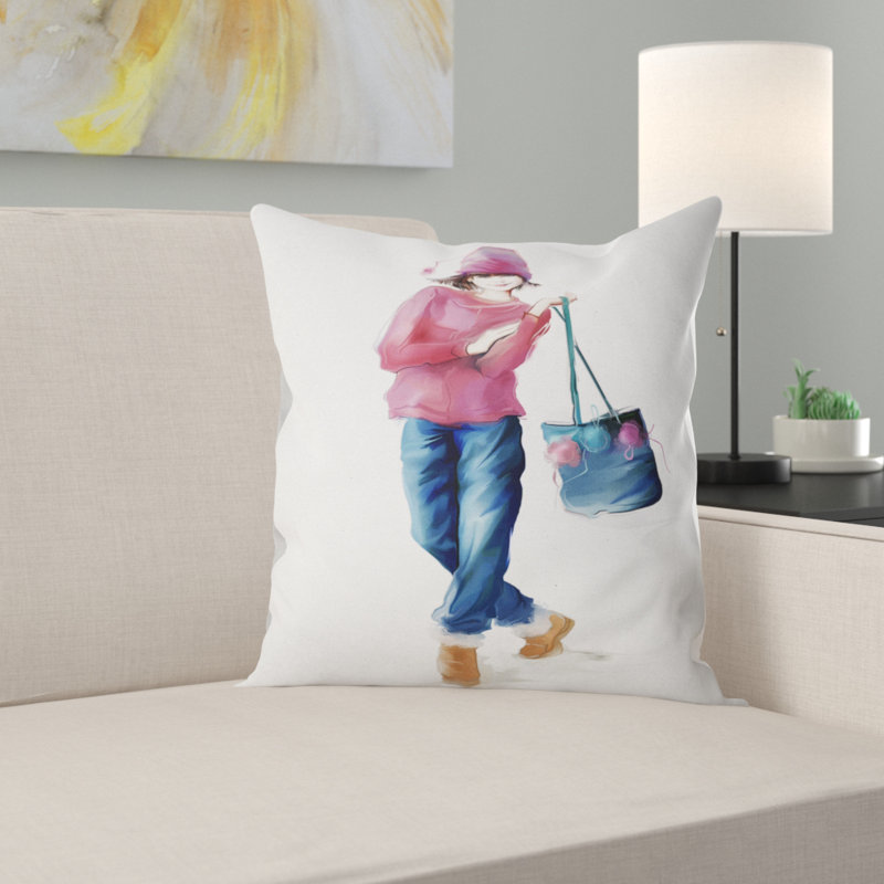 Coussin de mode jeune fille Portrait