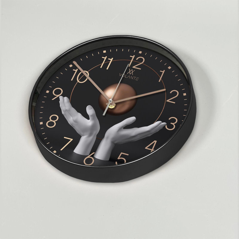Cobleskill Elegant Decorative Wall Clock, 12 in Diameter, 1.8 in Thick | 100% Plastic Frame, Real Glass Cover | Perfect for Home Décor, Living Room, and Office | Stylish Timepiece with Modern Design