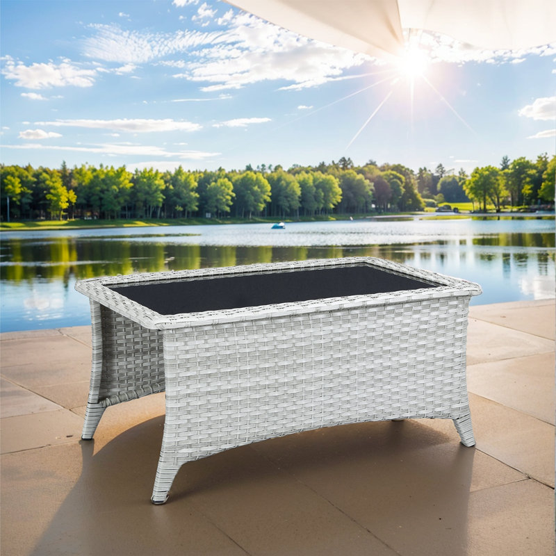 Table basse d'extérieur Bonia, Blanc cassé / blanc