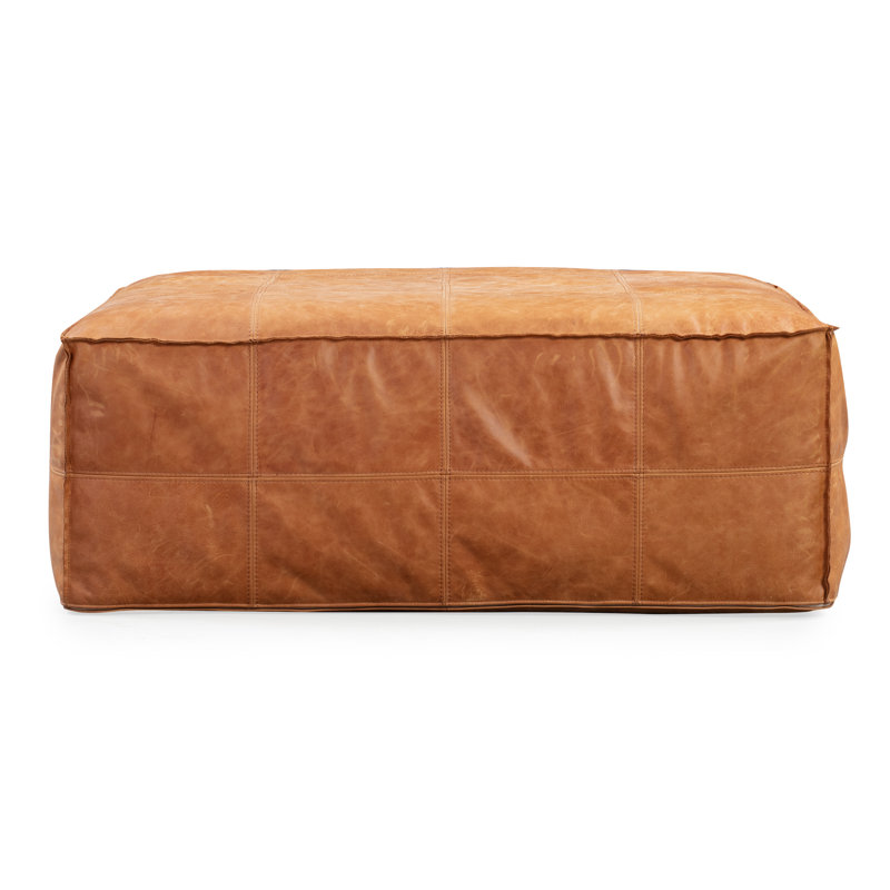 Taos Full-Grain Genuine Leather 37" Square Ottoman