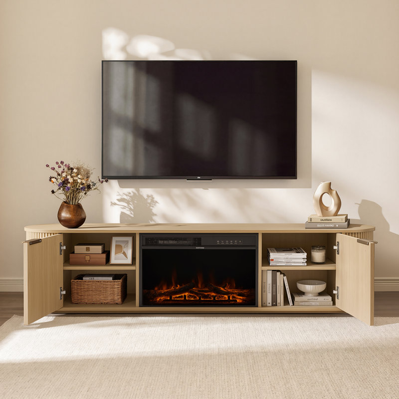 Meuble télé 70 po avec tablettes réglables, Chêne
