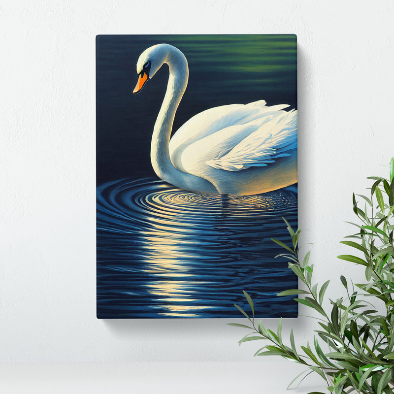 XC1022-4371X Swan In A Pond No.3 - Wrapped Canvas Print, 50cm H x 35cm W x 3cm D