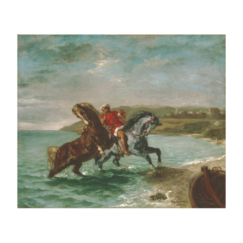 «Horses Coming Out of the Sea» par Eugène Delacroix - Estampe numérique, H 22 po x l 28 po