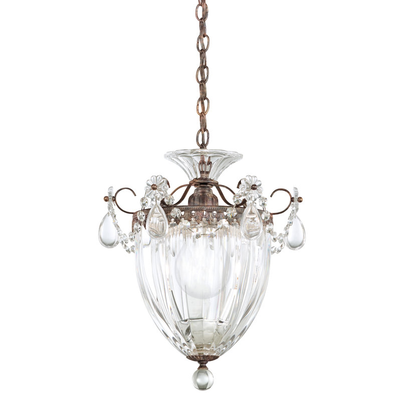 Bagatelle Pendant, Heirloom Bronze, Heritage Handcut Crystal Clear, 12.5" H x 10.5" W x 10.5" D