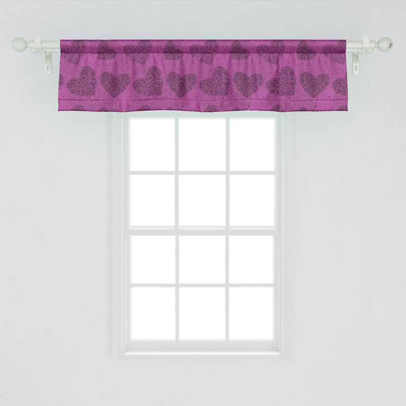 Cantonnière Ambesonne, paquet de 2 cœurs, éléments floraux magenta foncé, L 42 po x L 18 po