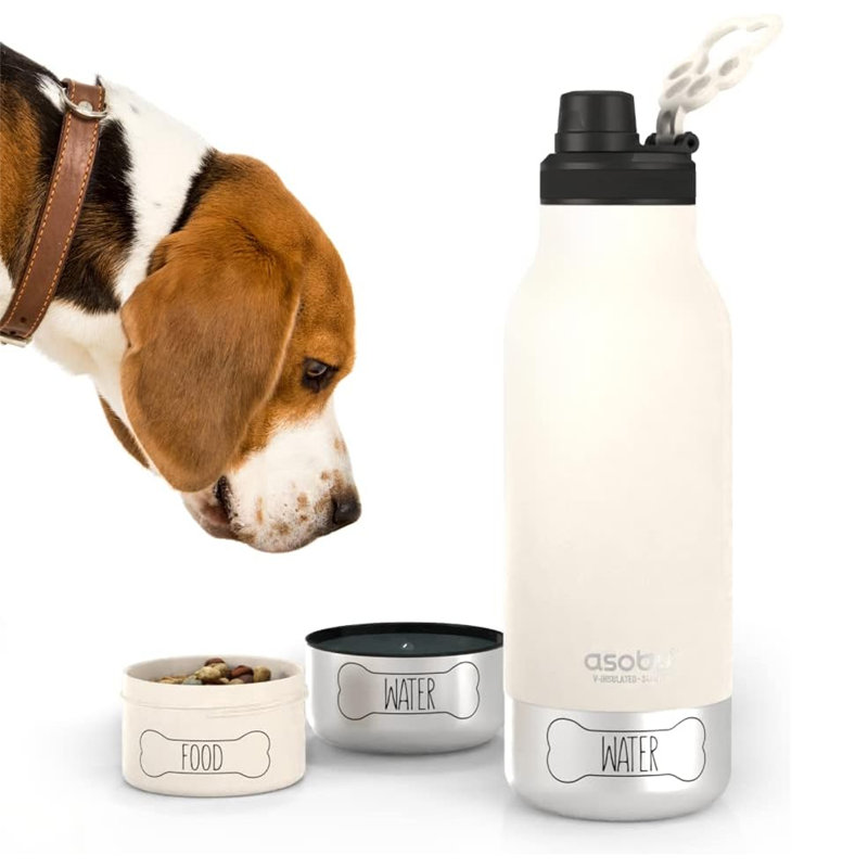 Asobu 1005ml Double Wall Insulated Stainless Steel Water Bottle, White;Black