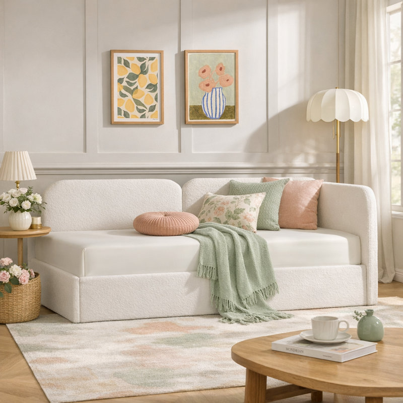Coletti Boucle Corner Daybed, White