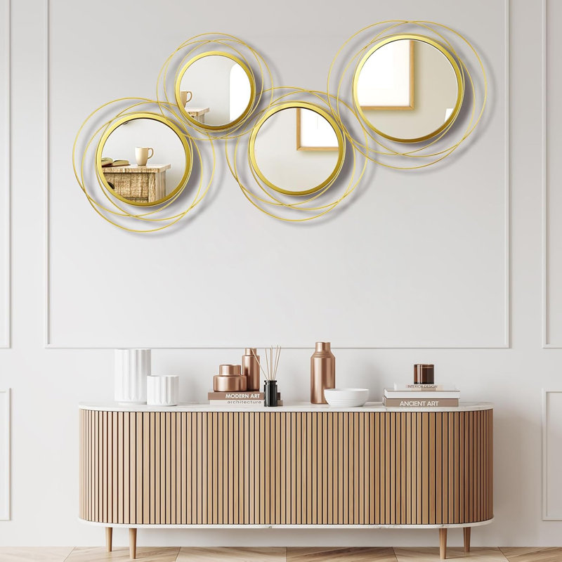 Circular Modern Mirror, Gold