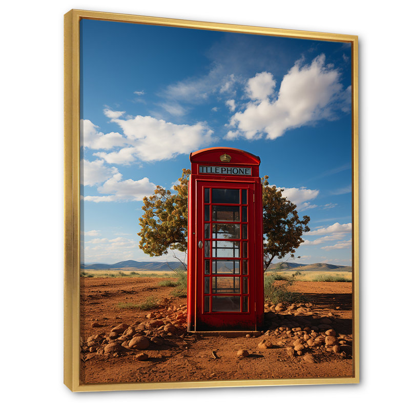 Latrayvion, cabine téléphonique rouge - Connections isolées - reproduction sur toile, H 40 po x l 30 po x P 1,5 po