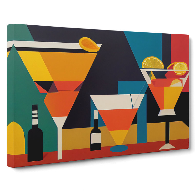 Retro Cocktail Art - Wrapped Canvas Print, 50cm H x 76cm W x 3cm D