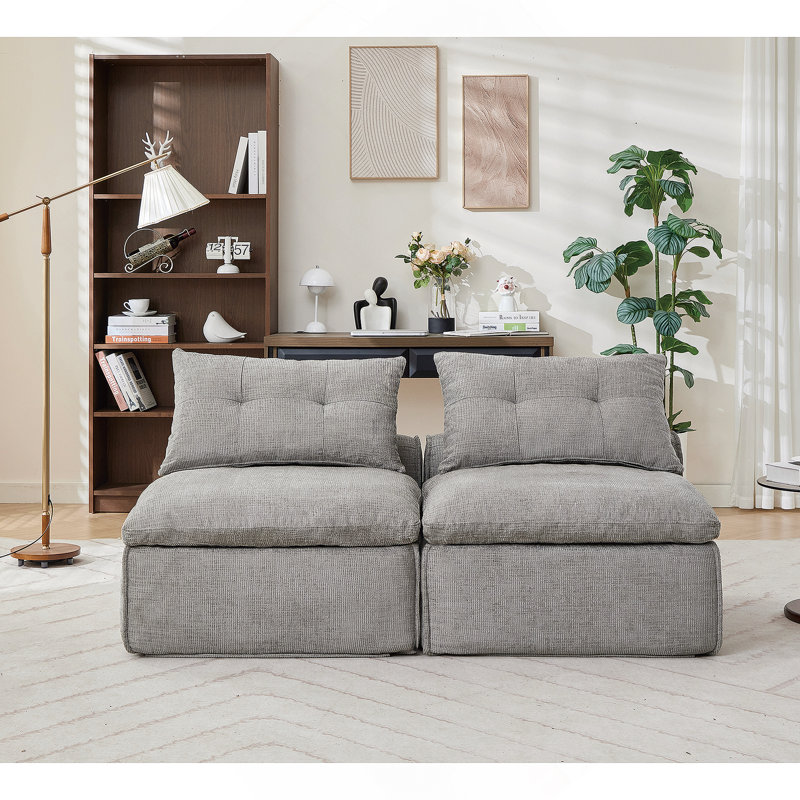 Canapé modulaire polyvalent avec tissu chenille doux et plusieurs coussins pour la détente