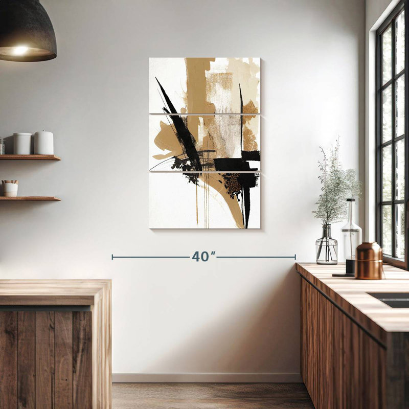 Avery Beige lignes chaotiques III, H 38 po x l 24 po
