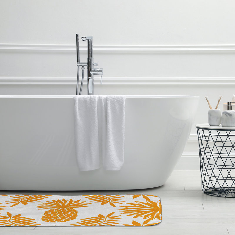 Tapis de bain Mango Pineapple Leaves, L 17 po x L 24 po, Jaune