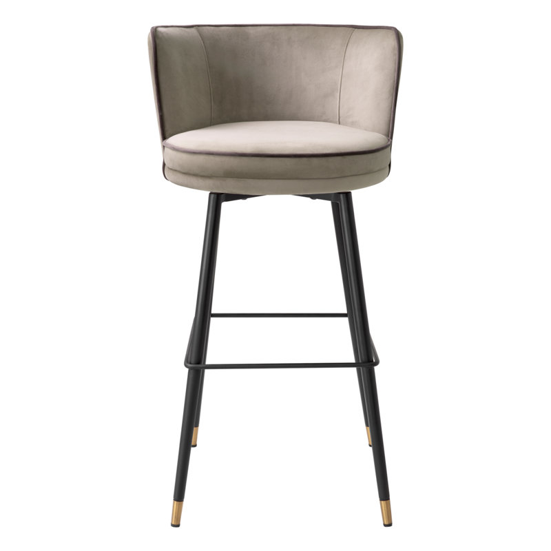 Bar Stool Grenada Velvet, Savona Greige, Bar Stool (31.1" Seat Height)