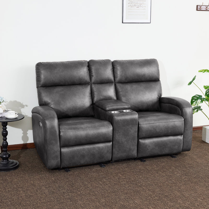 Causeuse inclinable électrique avec console de rangement Zero, Gris foncé