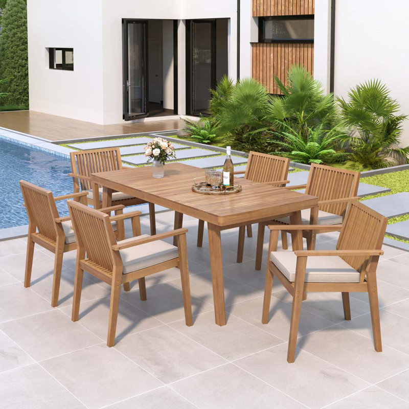 Ensemble repas d'extérieur 7 pièces 7 pièces, Brun, 7