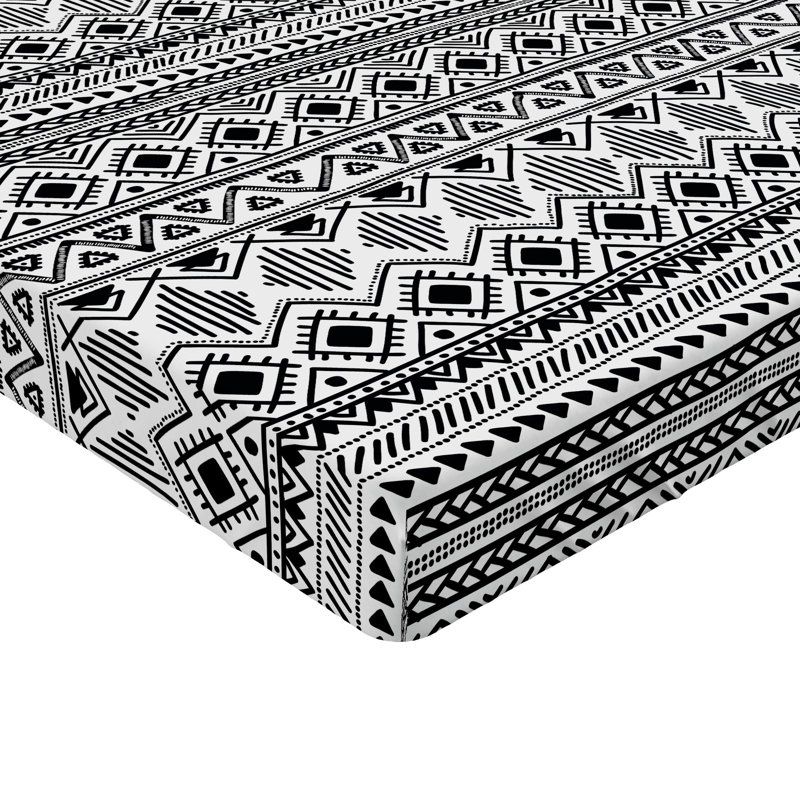 Ensemble de 2 draps-housses Ambesonne, Noir, blanc / Sud-ouest, Drap-housse grand