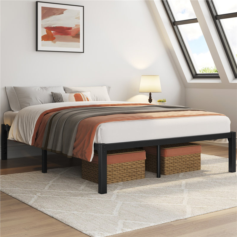 14.5" H Metal Platform Bed Frame with Heavy Duty Steel Slat Support, Full
