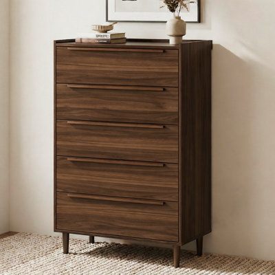 Modern Black 5-Drawer Dresser,48" Wide Black Storage Cabinet by Latitude Run