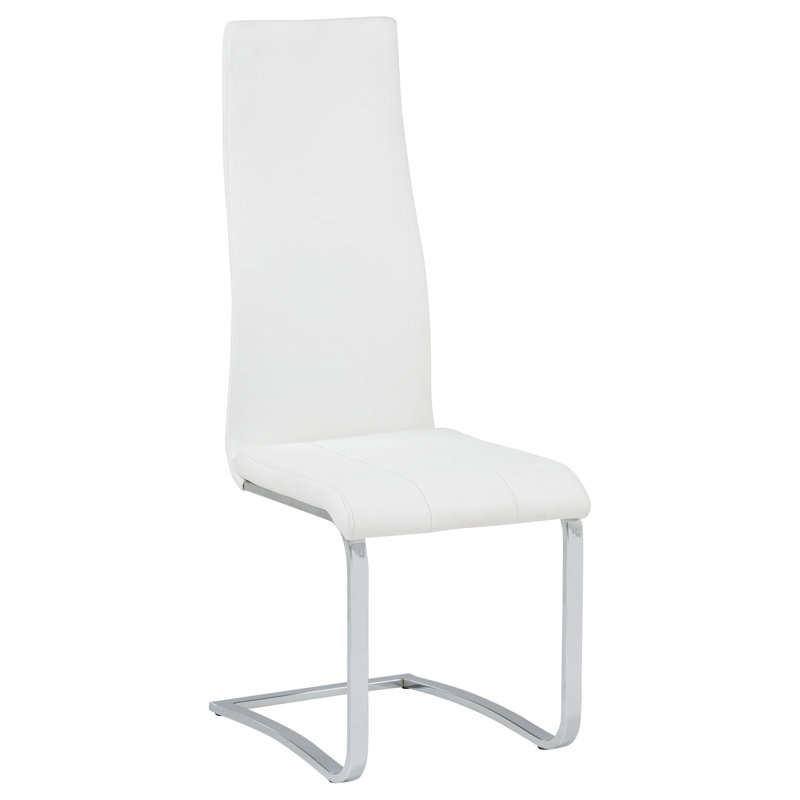 Angelisha Upholstered Dining Side Chair White, White, Chrome