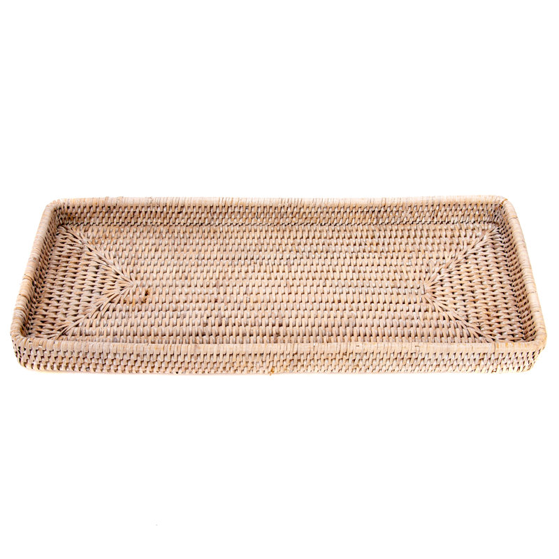 Plateau de coiffeuse Artifacts Rattan, Blanc délavé