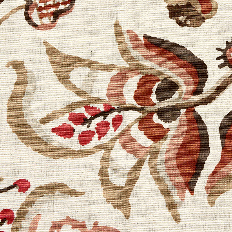 Alexandra Vine Linen Fabric, Natural/Spice
