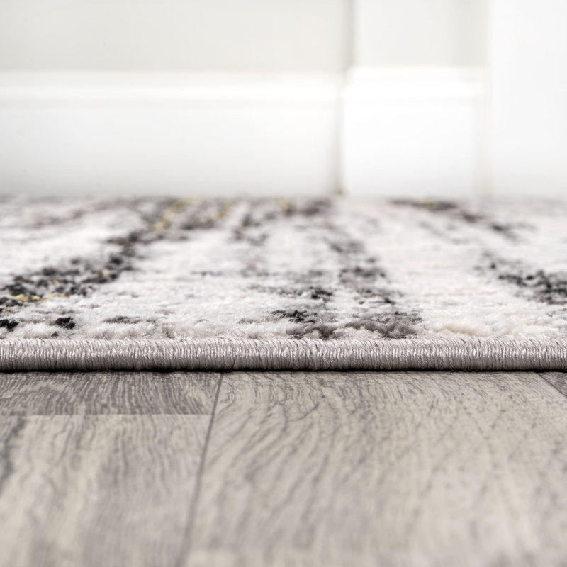 Tidal Modern Strie' Ivory/Black Rug, Rectangle 5' x 8'