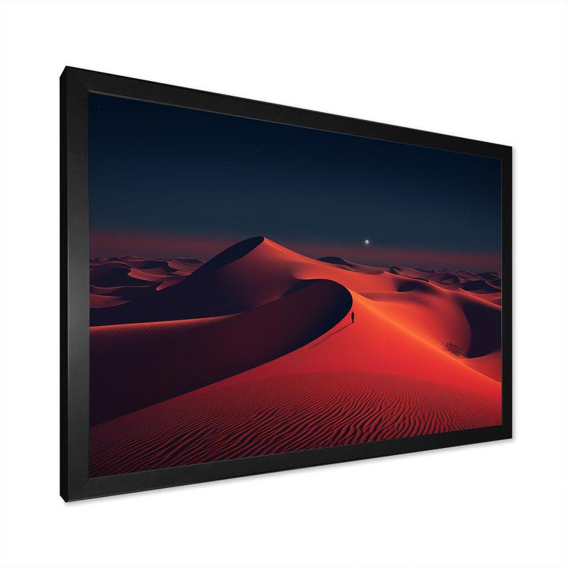 Red Desert Twilight Photo II - art mural désert, Cadre d'angle fermé noir, H 24 po x l 32 po x P 1 po