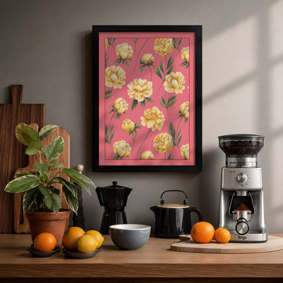 Scattered Peonies Botanical - Framed Print