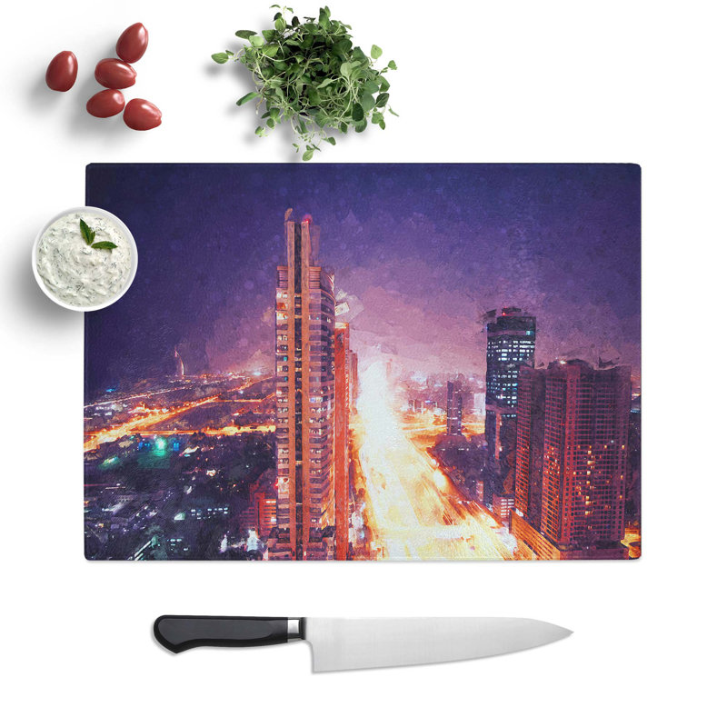 Glass Lights of Dubai in Abstract Chopping Board, 39 cm W x 28.5 cm L