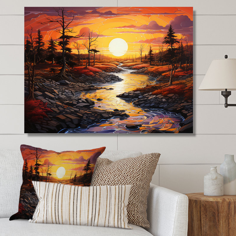 Sunset Reverie Pastoral I - Landscapes Wall Decor, H 16 po x l 32 po x P 1 po, Toile tendue