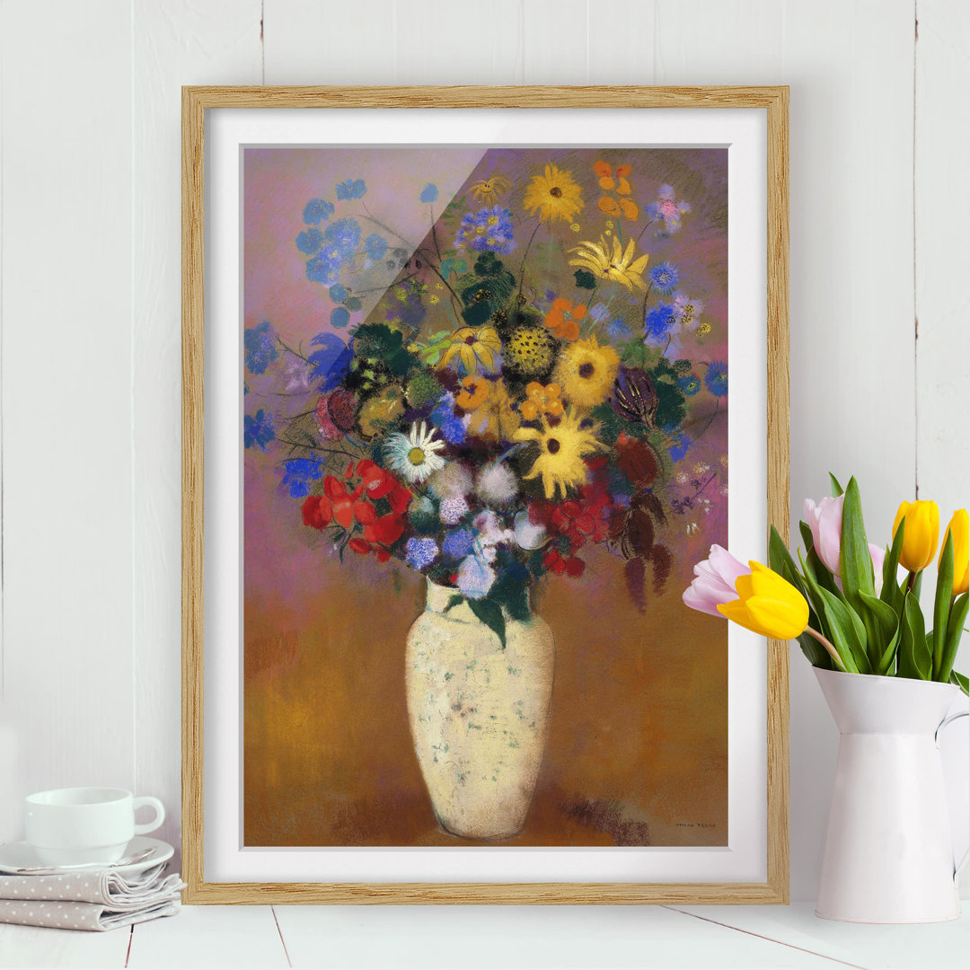 Gerahmtes Papierbild Blumen in einer Vase