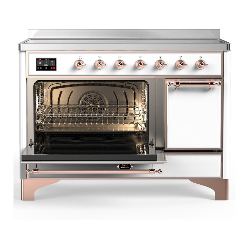 Majestic III Series 48 Inch Induction Range with 6 Induction Elements in Antique White (Chrome Trim), Copper, White