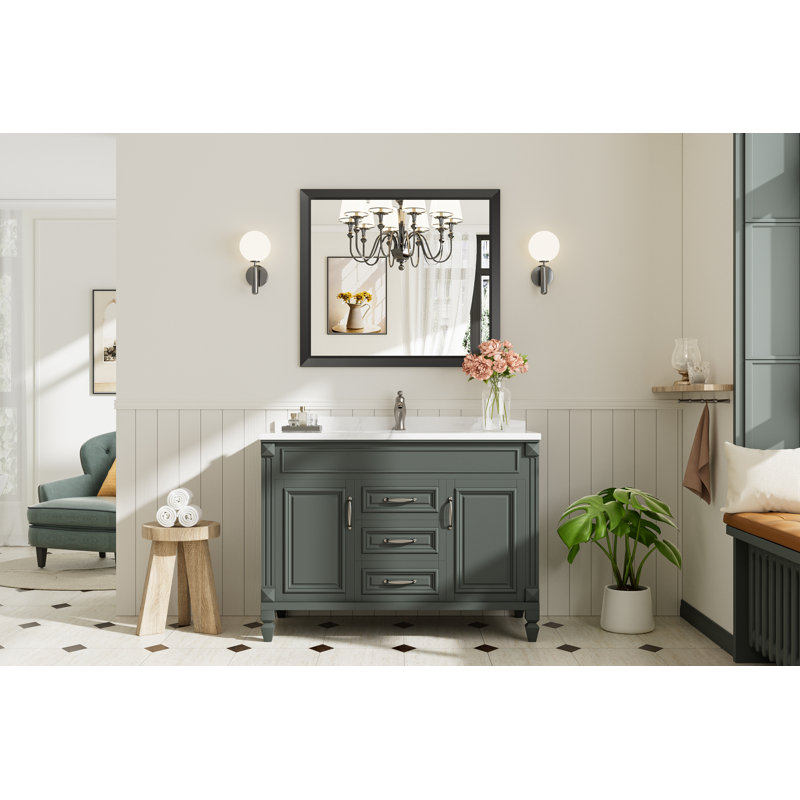 Miroirs de salle de bain modernes et contemporains en métal biseauté rectangulaire / carré avec verre trempé HD, Noir mat