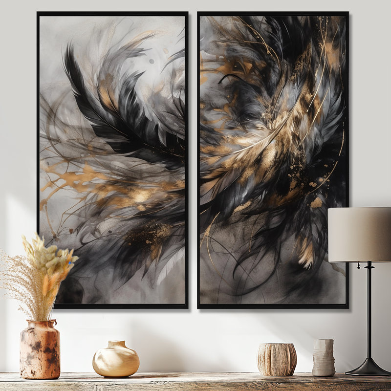 Or et noir Expressions de la liberté I - art mural traditionnel orange, 32" H x 32" W, Impression encadrée flottante, Black