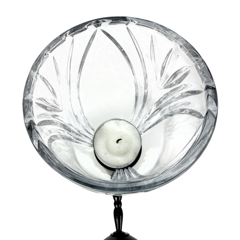 Applique murale traditionnelle en bronze et laiton pour bougie chauffe-plat, avec verre en cristal transparent, hauteur 29,8 cm (11,75 po).